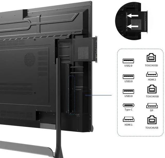 Alt view image 6 of 7 - Tiburn INSPUR 65" Ultra 4K UHD Smart Board | Android 13 & Windows 11 Pro Dual OS, 8-Line Array Mic, Auto-Framing Webcam, Enterprise whiteboard for Office, Classroom, Conference Wall Mount Included