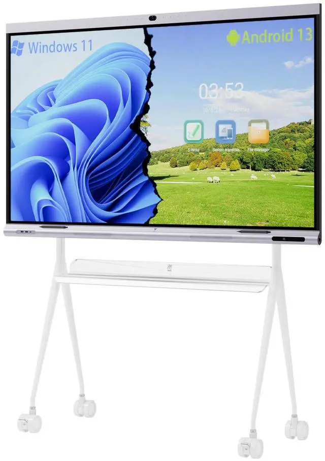 Main image of Tiburn INSPUR 65" Ultra 4K UHD Smart Board | Android 13 & Windows 11 Pro Dual OS, 8-Line Array Mic, Auto-Framing Webcam, Enterprise whiteboard for Office, Classroom, Conference Wall Mount Included