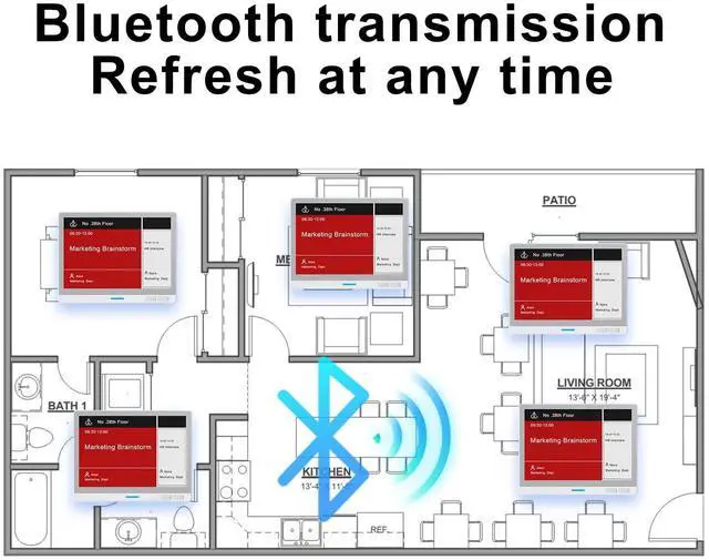 Alt view image 4 of 7 - TIBURN 7.5inch E-Ink Smart Door Sign, E-Paper Digital Signage, Bluetooth Refresh,Executive Modern Style Business School Office Hospital Door Sign Three Colors: Black, White, Red With Bluetooth Version
