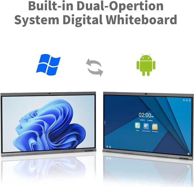Alt view image 2 of 7 - Tiburn INSPUR 65" Ultra 4K UHD Smart Board | Android 13 & Windows 11 Pro Dual OS, 8-Line Array Mic, Auto-Framing Webcam, Enterprise whiteboard for Office, Classroom, Conference Wall Mount Included