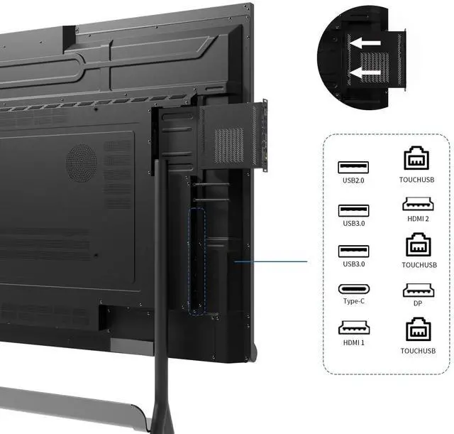 Alt view image 3 of 7 - Tiburn INSPUR 65" Ultra 4K UHD Smart Board | Android 13 & Windows 11 Pro Dual OS, 8-Line Array Mic, Auto-Framing Webcam, Enterprise whiteboard for Office, Classroom, Conference Wall Mount Included