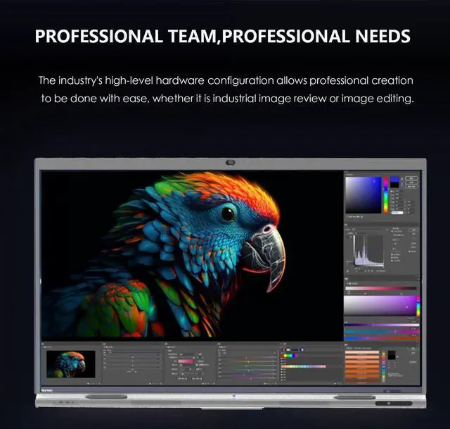 Alt view image 4 of 7 - Tiburn INSPUR 65" Ultra 4K UHD Smart Board | Android 13 & Windows 11 Pro Dual OS, 8-Line Array Mic, Auto-Framing Webcam, Enterprise whiteboard for Office, Classroom, Conference Wall Mount Included