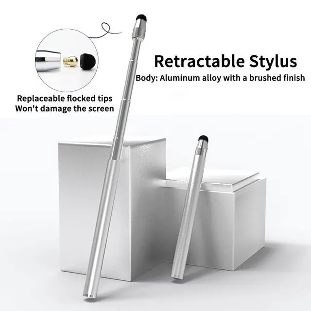 Alt view image 2 of 7 - TIBURN Silver Telescopic Presentation Pointer, Stainless Steel Telescopic Pointer Pen, Suitable for Classroom and Business Touchscreens (2pcs)