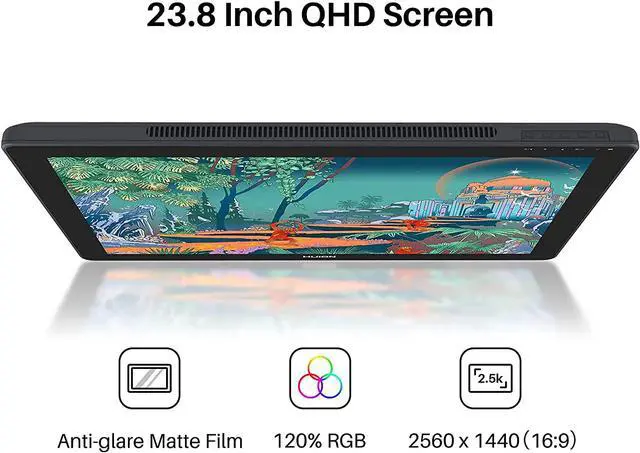 Alt view image 4 of 7 - HUION Kamvas 24 Drawing Tablet with Screen QHD Graphic Monitor Pen Display Battery-Free Stylus, 120%s RGB, Come with Glove, Adjustable Stand -23.8 Inch