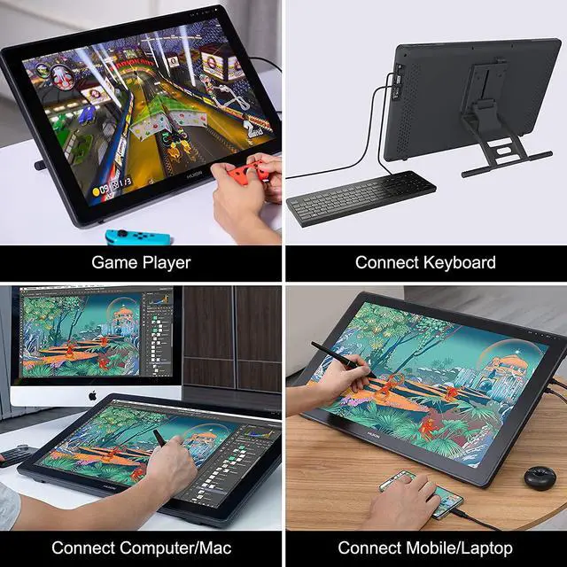 Alt view image 5 of 7 - HUION Kamvas 24 Drawing Tablet with Screen QHD Graphic Monitor Pen Display Battery-Free Stylus, 120%s RGB, Come with Glove, Adjustable Stand -23.8 Inch