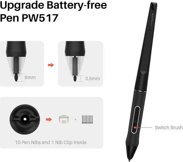 Alt view image 7 of 7 - HUION Kamvas 24 Drawing Tablet with Screen QHD Graphic Monitor Pen Display Battery-Free Stylus, 120%s RGB, Come with Glove, Adjustable Stand -23.8 Inch