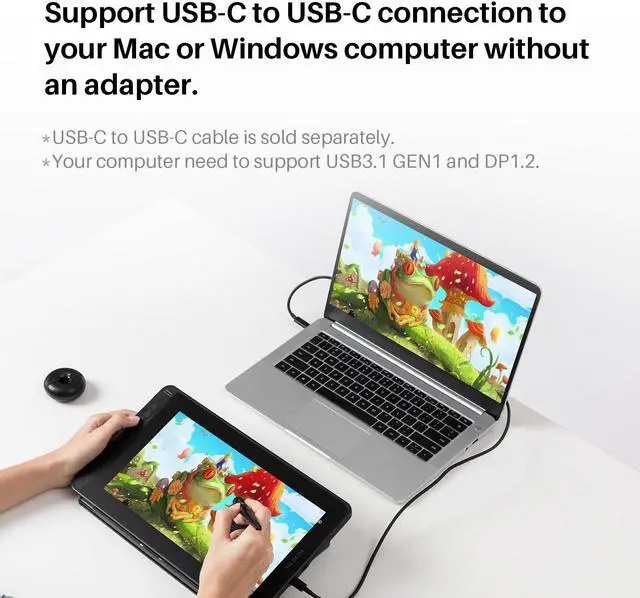 Alt view image 7 of 7 - HUION Kamvas 12 Pen Display Full-Laminated Graphic Drawing Monitor Battery-Free Stylus, Tilt Function 8192 Pen Pressure and 8 Shortcut Keys, 11.6"