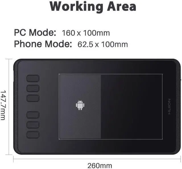 Alt view image 4 of 5 - Huion Inspiroy H640P 6.3 x 3.9inch Graphics Drawing Pen Tablet Android Support with Battery-Free Stylus PW100 and 6 Programmable Press Keys
