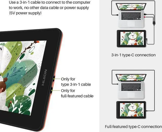 Alt view image 2 of 5 - HUION KAMVAS 12 2021 Graphics Tablet Pen Display Full Laminated Android Support with Stand