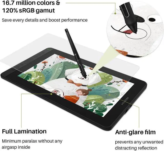 Alt view image 5 of 5 - HUION KAMVAS 12 2021 Graphics Tablet Pen Display Full Laminated Android Support with Stand