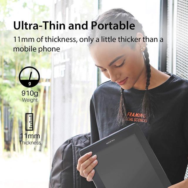 Alt view image 5 of 7 - HUION KAMVAS PRO 13 Battery-free Pen 13.3'' Graphics Drawing Tablet Screen 8192 Level and Touch Bar with 4 Programmable Press Keys and Anti-glare etched glass
