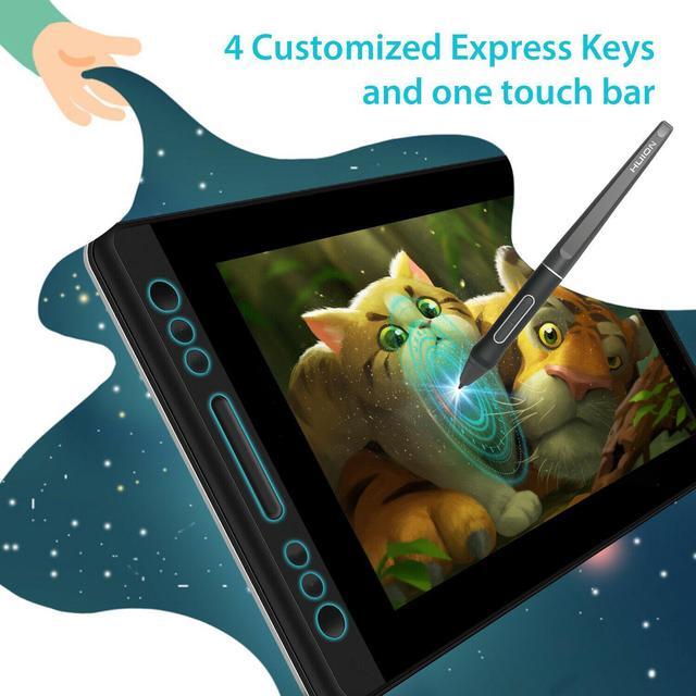 Alt view image 6 of 7 - HUION KAMVAS PRO 13 Battery-free Pen 13.3'' Graphics Drawing Tablet Screen 8192 Level and Touch Bar with 4 Programmable Press Keys and Anti-glare etched glass