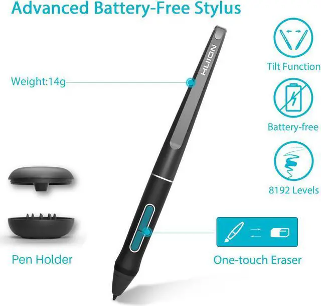 Alt view image 5 of 6 - HUION KAMVAS PRO 12 Graphics Drawing Monitor Tilt +Battery Free stylus +Stand with Touch Bar and 4 Programmable Press Keys