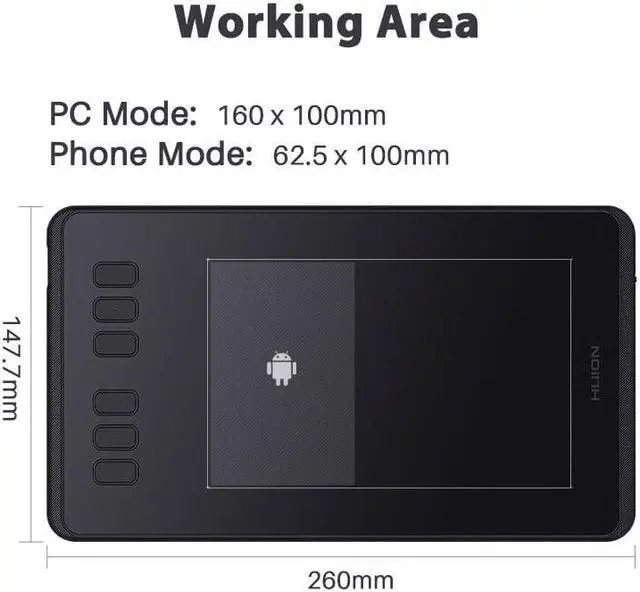 Alt view image 3 of 7 - Huion Inspiroy H640P 6.3 x 3.9inch Graphics Drawing Pen Tablet Android Support with Battery-Free Stylus PW100 and 6 Programmable Press Keys