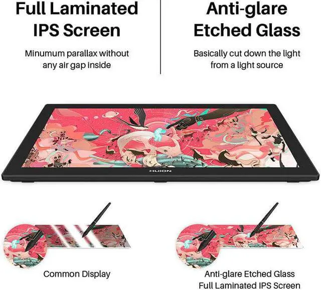 Alt view image 3 of 8 - Huion Kamvs Pro 24(4K) UHD Graphics Drawing Tablet Monitor with Full-Laminated Screen Anti-Glare Glass 140% sRGB and Battery-Free Stylus PW517 with KD100 Wireless Express Key