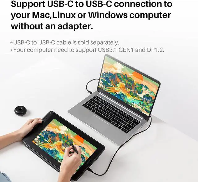 Alt view image 5 of 7 - HUION KAMVAS 12 Drawing Tablet With Full-laminated Screen, 11.6-inch  Graphics Tablet Drawing Monitor for Digital Art, Design, Illustration, Work With Mac, Windows PC, Linux & Android, Orange