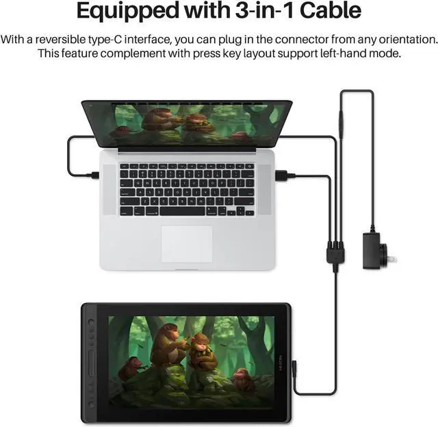 Alt view image 5 of 7 - Huion Kamvas Pro 16 Drawing Pen Display with Monitor 15.6 Inch Pen Display Graphic Monitor, Battery-Free Pen with 8192 Levels Pressure, 1 Touch Bar and 6 Express Keys