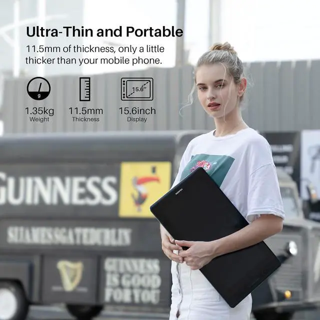 Alt view image 7 of 7 - Huion Kamvas Pro 16 Drawing Pen Display with Monitor 15.6 Inch Pen Display Graphic Monitor, Battery-Free Pen with 8192 Levels Pressure, 1 Touch Bar and 6 Express Keys