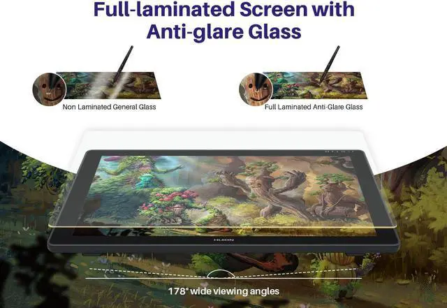 Alt view image 2 of 7 - HUION Kamvas 24 Plus 2.5K QHD Graphic Drawing Tablet with Screen, 140%sRGB Full-Laminated QD Drawing Monitor with Battery-Free Stylus 8192 Pen Pressure Tilt for PC, Mac, Android, 23.8inch Pen Display