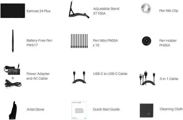 Alt view image 7 of 7 - HUION Kamvas 24 Plus 2.5K QHD Graphic Drawing Tablet with Screen, 140%sRGB Full-Laminated QD Drawing Monitor with Battery-Free Stylus 8192 Pen Pressure Tilt for PC, Mac, Android, 23.8inch Pen Display