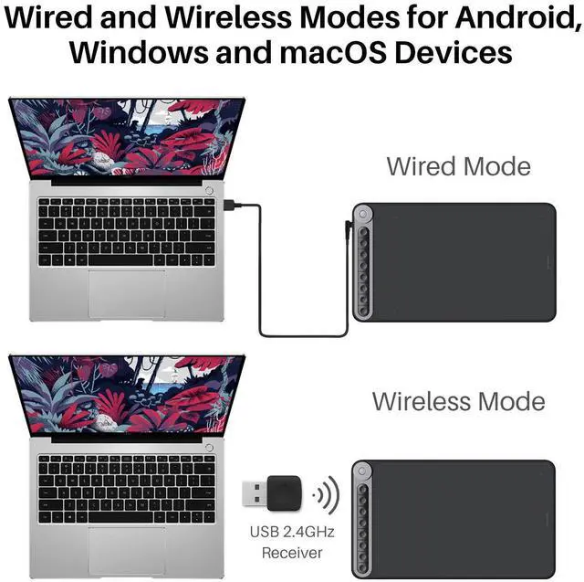 Alt view image 6 of 7 - Huion Inspiroy Dial Q620M Wireless Graphics Drawing Tablet 10 x 6 Inch, 8 Press Keys and Dial Controller, Tilt Function, Android Supported, Ideal Use for Distance Education and Wed Conference
