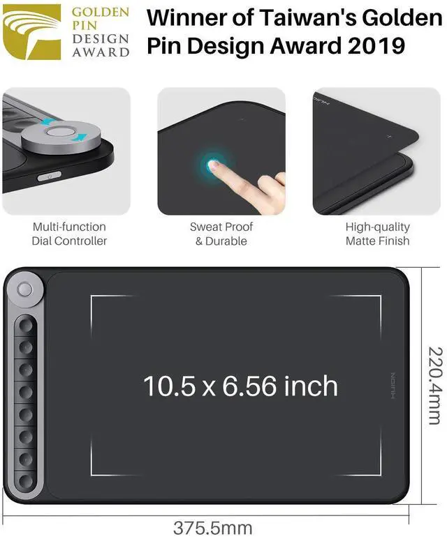 Alt view image 7 of 7 - Huion Inspiroy Dial Q620M Wireless Graphics Drawing Tablet 10 x 6 Inch, 8 Press Keys and Dial Controller, Tilt Function, Android Supported, Ideal Use for Distance Education and Wed Conference