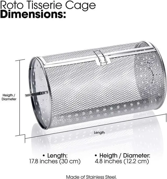 Alt view image 3 of 7 - Roto-Q 360 Rotisserie Basket (Round) Grill Accessory Stainless Steel Food Attachment For Chicken Wings, Nuggets, Fries, Mix Vegetables, Beans, Coffee, Popcorn, and much more.