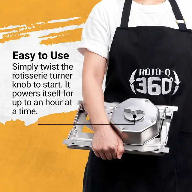Alt view image 8 of 7 - ROTO-Q 360: The Worlds First Non Electric Self-Rotating Rotisserie. Cordless Rotisserie Kit for Grills, Ovens, Smokers - Gas/Charcoal BBQ - Kamado Joe Big Greenegg