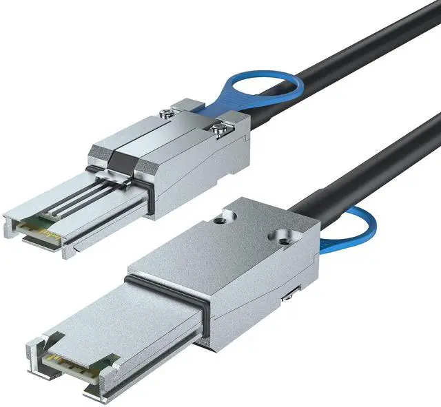 Main image of SFF-8088 to SFF-8088 External Mini SAS HD Cable, 3G/6Gbps SAS2.0 26Pin Hybrid Cable Attached SCSI for Raid, DAS, and Servers, 100-Ohm, 2-m(6.6ft)