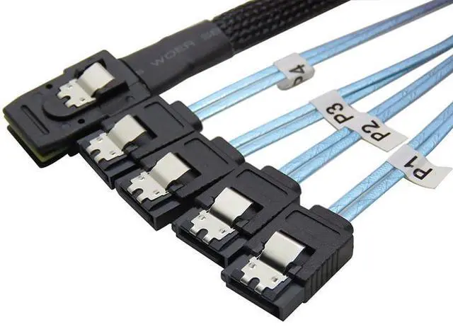 Alt view image 4 of 5 - Heretom Mini SAS to SATA Cable 36 Pin SFF-8087 Host/Controller to 4 SATA 7 Pin Target/Backplane, 0.5M /1.6 FT, 2 PACK - OEM