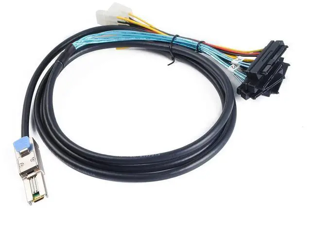 Alt view image 5 of 6 - Mini-SAS SFF-8088 26P to 4 X SAS SFF-8482 29 Pin with Power Cable 2 Meter 6.6FT