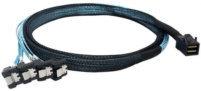 Alt view image 5 of 5 - HD Mini SAS (SFF-8643 Host) - 4X SATA 90 Degree (Target) Cable, SFF-8643 to 4X SATA Cable, SFF-8643 for Controller, 4 Sata Connect to Hard Drive  1M , 3.3feet
