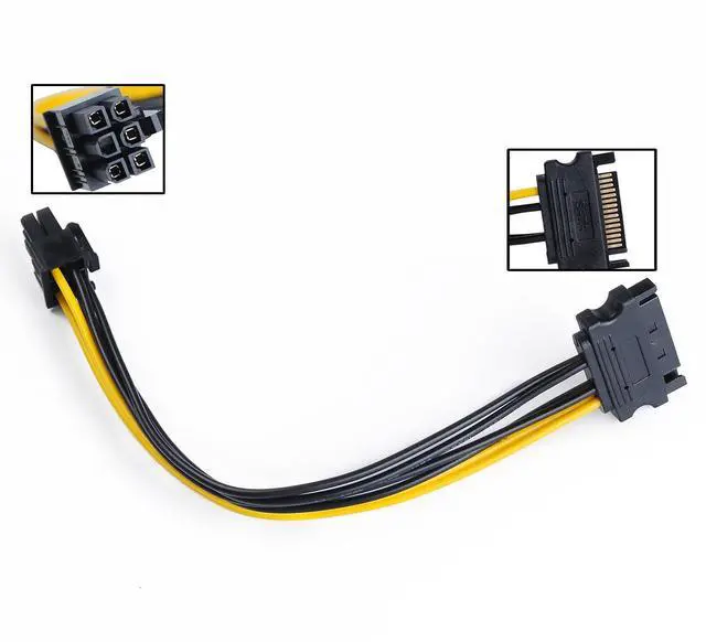 Alt view image 3 of 5 - 15Pin SATA to 6 Pin PCI-Express Video Card Power Adapter Cable, Cable Length 20cm/8inch