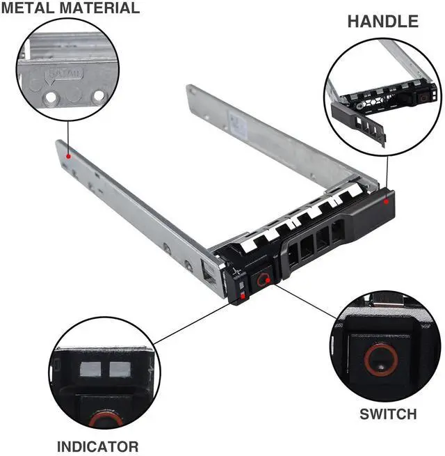 Alt view image 2 of 5 - Hard Drive Tray Caddy 2.5" SSD HDD Caddy G176J 0G176J Hard Drive Bracket SAS SATA Caddy Compatible for D.ell PowerEdge R720 R630 R730 R830 R930 T430 T440 T640 R720XD, 4 Pack