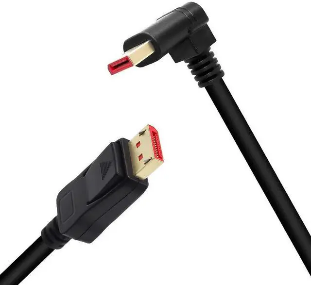 Alt view image 6 of 7 - Vszerda Right Angle Displayport 1.4 Cable, Male to Male Corner DP 1.4 Cable Support 8K/60Hz, 4K@144Hz for DP Interface. 6FT/1.8M