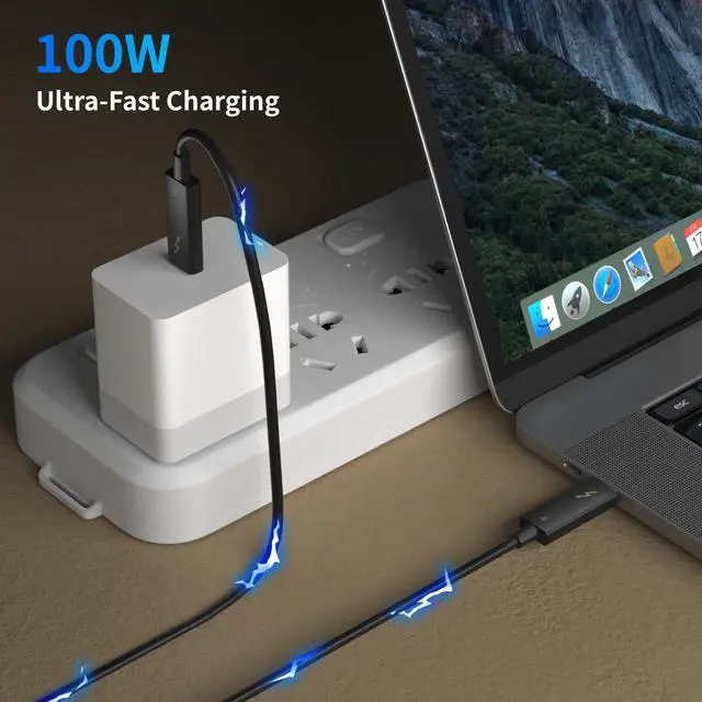 Alt view image 4 of 7 - Vszerda 40Gbps Thunderbolt 4 Cable 2.3ft, Supports 8K Display/ 100W Charging USB C to USB C Cable 0.7M, for USB4 Thunderbolt 3 MacBooks iPad Pro/Air Hub Docking SSD Enclosure