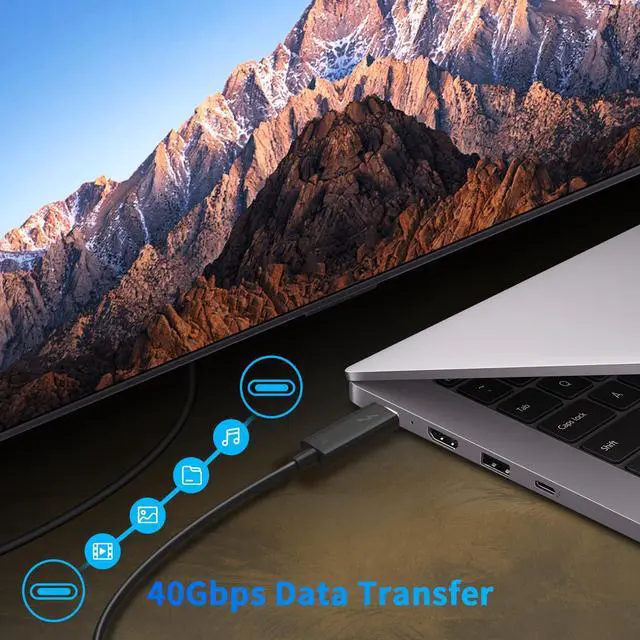 Alt view image 3 of 7 - Vszerda 40Gbps Thunderbolt 4 Cable 2.3ft, Supports 8K Display/ 100W Charging USB C to USB C Cable 0.7M, for USB4 Thunderbolt 3 MacBooks iPad Pro/Air Hub Docking SSD Enclosure