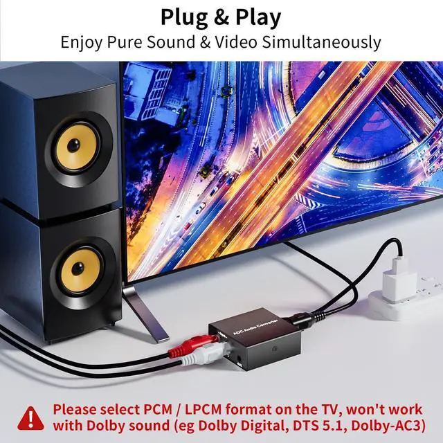 Alt view image 5 of 7 - Analog to Digital Audio Converter Fits for RCA to Optical Coaxial, R/L or 3.5mm Jack AUX to Digital Coaxial & Toslink SPDIF Audio Converter Adapter for PS4 Xbox HDTV DVD Amplifier Speaker Soundbar
