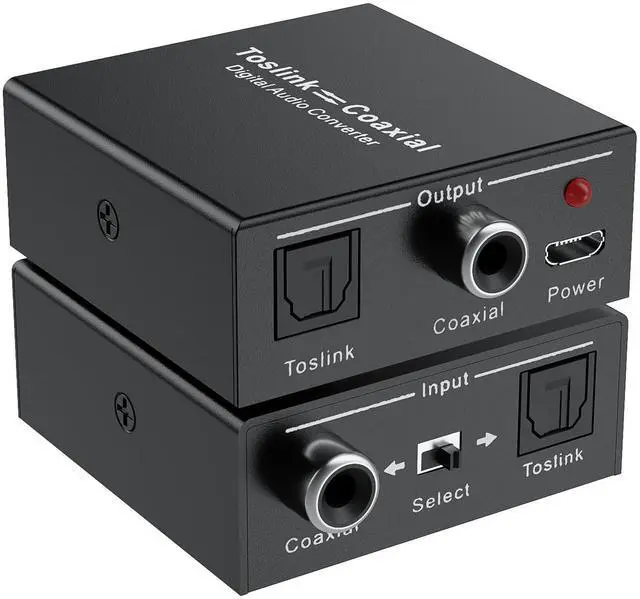 Main image of Optical-to-Coaxial or Coax-to-Optical Digital Audio Converter Adapter, Vszerda Digital Coaxial to Optical Converter, Bi-Directional Coax Digital to/from Optical Toslink SPDIF Audio Converter/Repeater