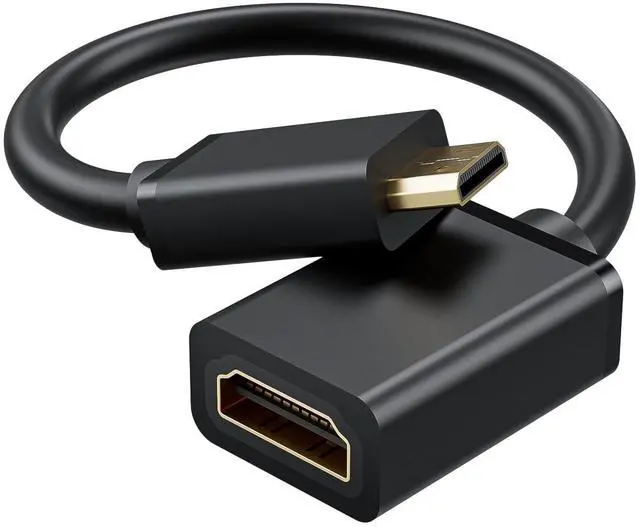 Main image of Mini HDMI to HDMI Adapter 4K, Mini HDMI Male to HDMI 2.0 Female Cord, Support 4K@60Hz HDR 3D Dolby 18Gbps, Ideal For DSLR, Raspberry Pi, Camcorder, Graphics Card, Laptop, Tablet, HDTV, Projector, 15cm