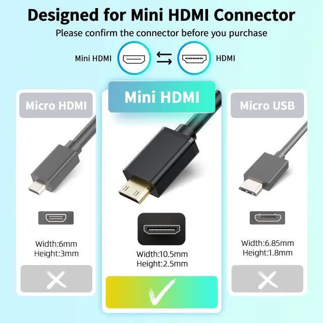 Alt view image 2 of 7 - Mini HDMI to HDMI Adapter 4K, Mini HDMI Male to HDMI 2.0 Female Cord, Support 4K@60Hz HDR 3D Dolby 18Gbps, Ideal For DSLR, Raspberry Pi, Camcorder, Graphics Card, Laptop, Tablet, HDTV, Projector, 15cm
