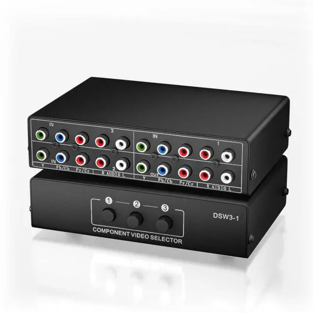 Main image of 3 in 1 Out Component AV Video Switch Box 1080P, 3 Port 5 RCA 3-Way YPbPr Cable RGB Component Switch, Composite L/R Audio AV Splitter Selector Switcher Converter for Xbox Wii PS3/2/1 SNES DVD STB HDTV
