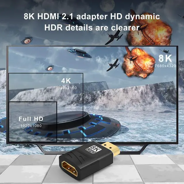 Alt view image 3 of 6 - Vszerda HDMI Coupler 2 Pack, 8K HDMI 2.1 Female to Female Adapter, HDMI Male to Female Extender Connector, Support 8K@60Hz 4K@120Hz 48Gbps HDR, for HDTV, Monitor, Laptop, Xbox, PS4/PS5, Black