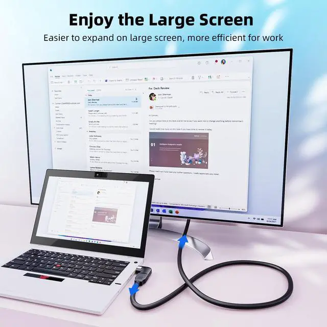 Alt view image 7 of 7 - Vszerda 8K HDMI 2.1 Flat 90 Degree and 270 Degree Adapter 2-Pack, Right Angle HDMI Male to Female Cable Adapter Connector Extender, with 8K@60Hz, 4K@120Hz, HDR, eARC for HDTV Switch Laptop PS5 Xbox