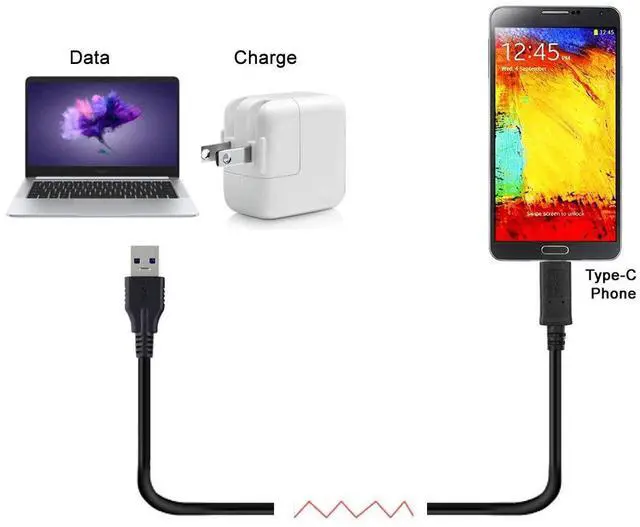 Alt view image 2 of 6 - Vszerda USB C to USB Cable for Tablet & Phone & Hard Disk Drive USB-C USB 3.1 Type C Male to USB3.0 Type A Male Data Cable 16.4ft 5m