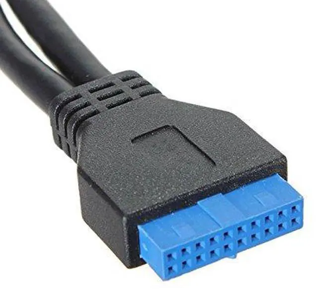 Alt view image 5 of 7 - Vszerda USB 3.0 Front Panel Header 19/20Pin 1 Male to 2 USB 3.0 Female Y Splitter Mainboard Header Port Extension Cable Adapter 20CM