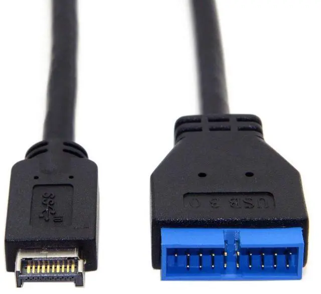 Alt view image 4 of 7 - Vszerda USB 3.0 19/20Pin to USB 3.1 Type-E Front Panel Header Motherboard Extension Cable Adapter 20cm