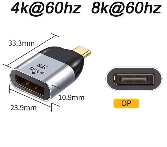 Alt view image 3 of 7 - Vszerda USB C to DisplayPort Adapter Cable USB Type C to DP Display Port Converter 4K 60hz for Tablet Phone Laptop