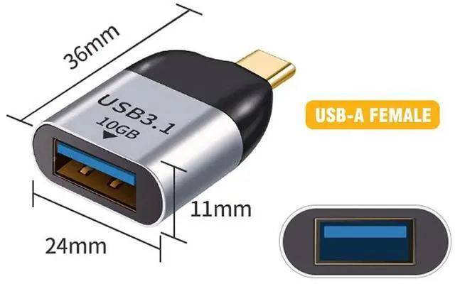Alt view image 2 of 7 - Vszerda USB C OTG Adapter,USB 3.0 Type A Female to USB 3.1 Type C Male Host OTG Data 10Gbps Adapter for Laptop & Phone