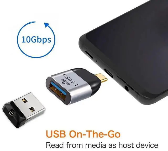 Alt view image 6 of 7 - Vszerda USB C OTG Adapter,USB 3.0 Type A Female to USB 3.1 Type C Male Host OTG Data 10Gbps Adapter for Laptop & Phone